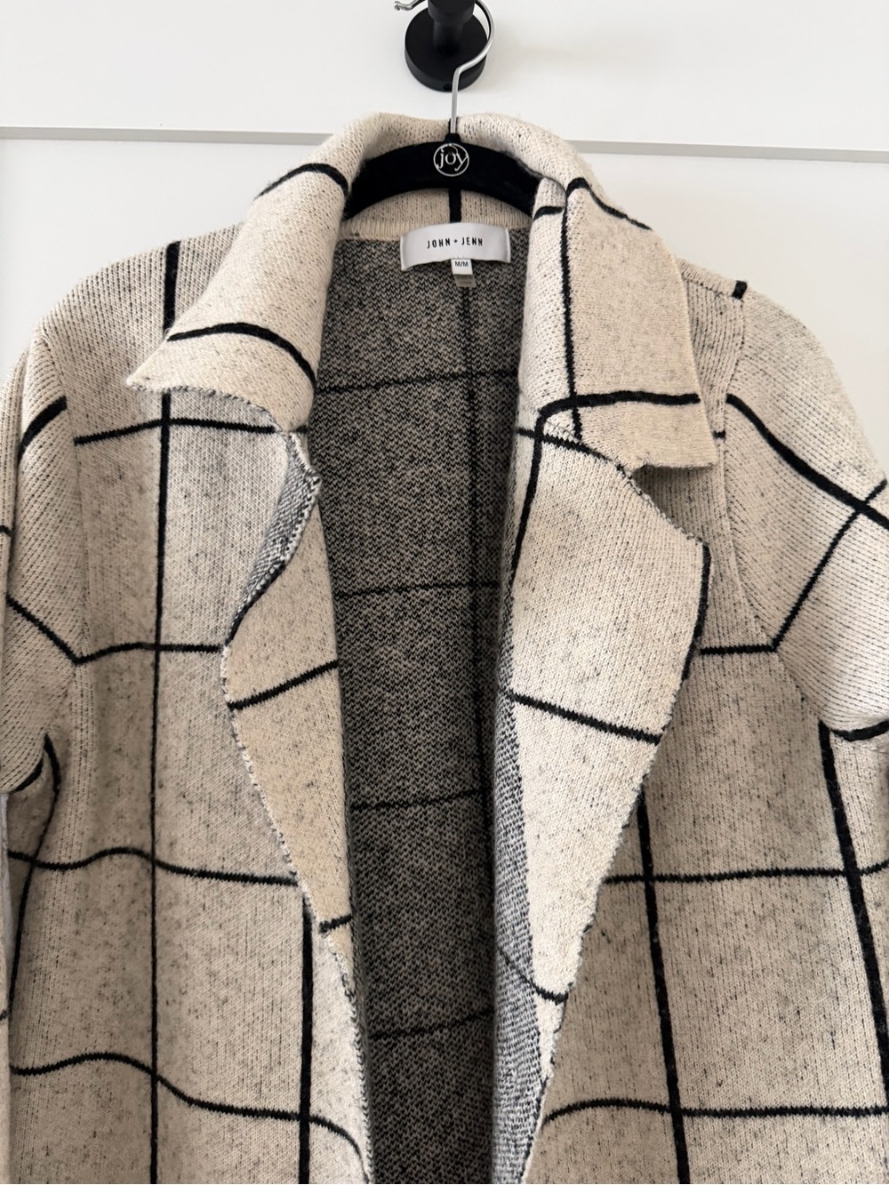 John + Jenn Cream Windowpane Longline Trench Coat - Picture 2 of 6